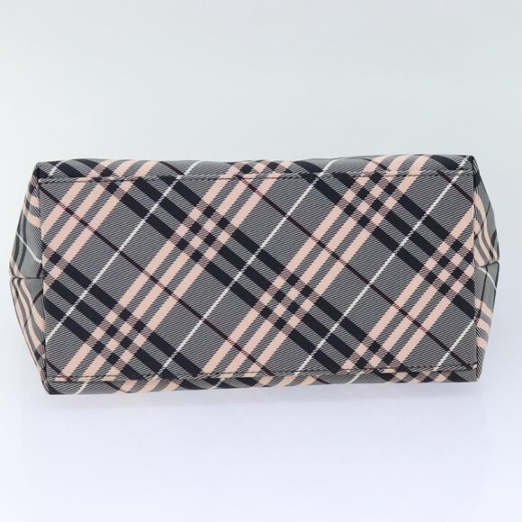 BURBERRY Nova Check Blue Label Hand Bag Nylon Gray Pink Auth - Picture 10 of 16